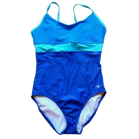 Women’s 6 NWT Speedo Blue One Piece Swimsuit Atlantic Blue Crossback - Picture 1 of 5